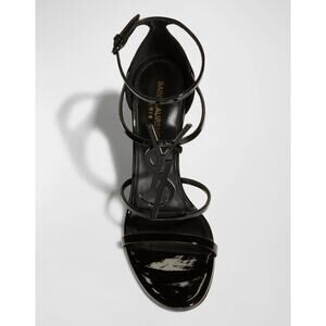 NWT Saint Laurent Cassandra 100 YSL Patent Leather Sandals Black Size 41/US 11